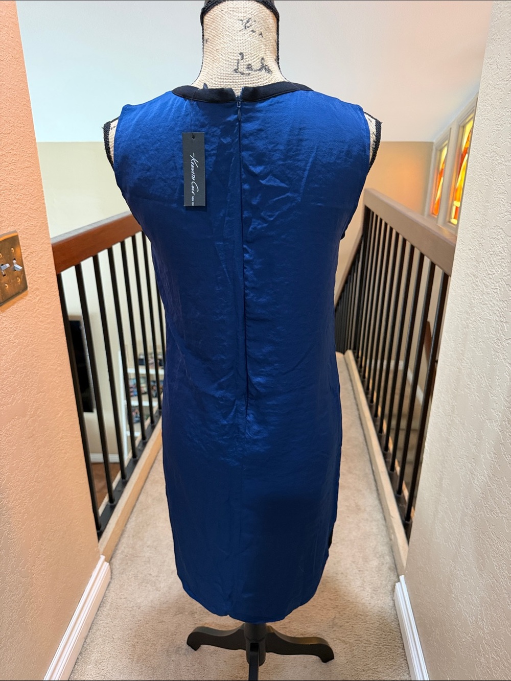Kenneth Cole Royal Blue Sleeveless Midi with Black Panel - Picture 5 of 5